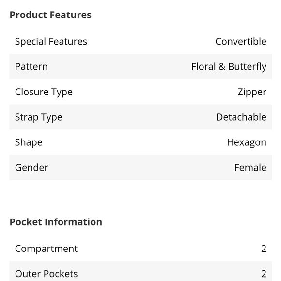 3 in 1 Butterfly Print Crossbody Handbag backpack - Picture 12 of 14